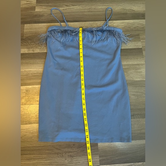Wild fable Women's Dress Bodycon Sleeveless Feather Trim slate Blue SZ L - Picture 12 of 13